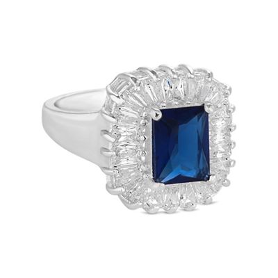Blue crystal baguette ring